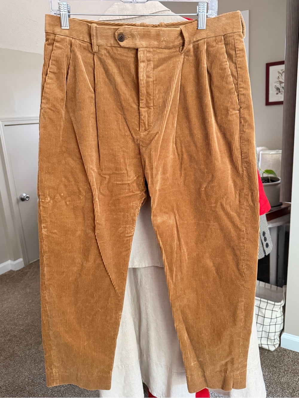 Banana Republic Women’s Corduroy Pleated Trousers in Camel Brown